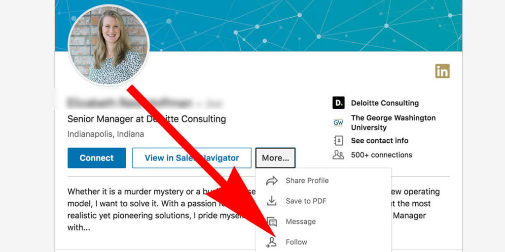 Linkedin - How To Follow Someone - 2