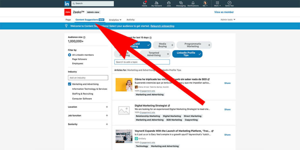 Content Suggestions On Linkedin Company Pages
