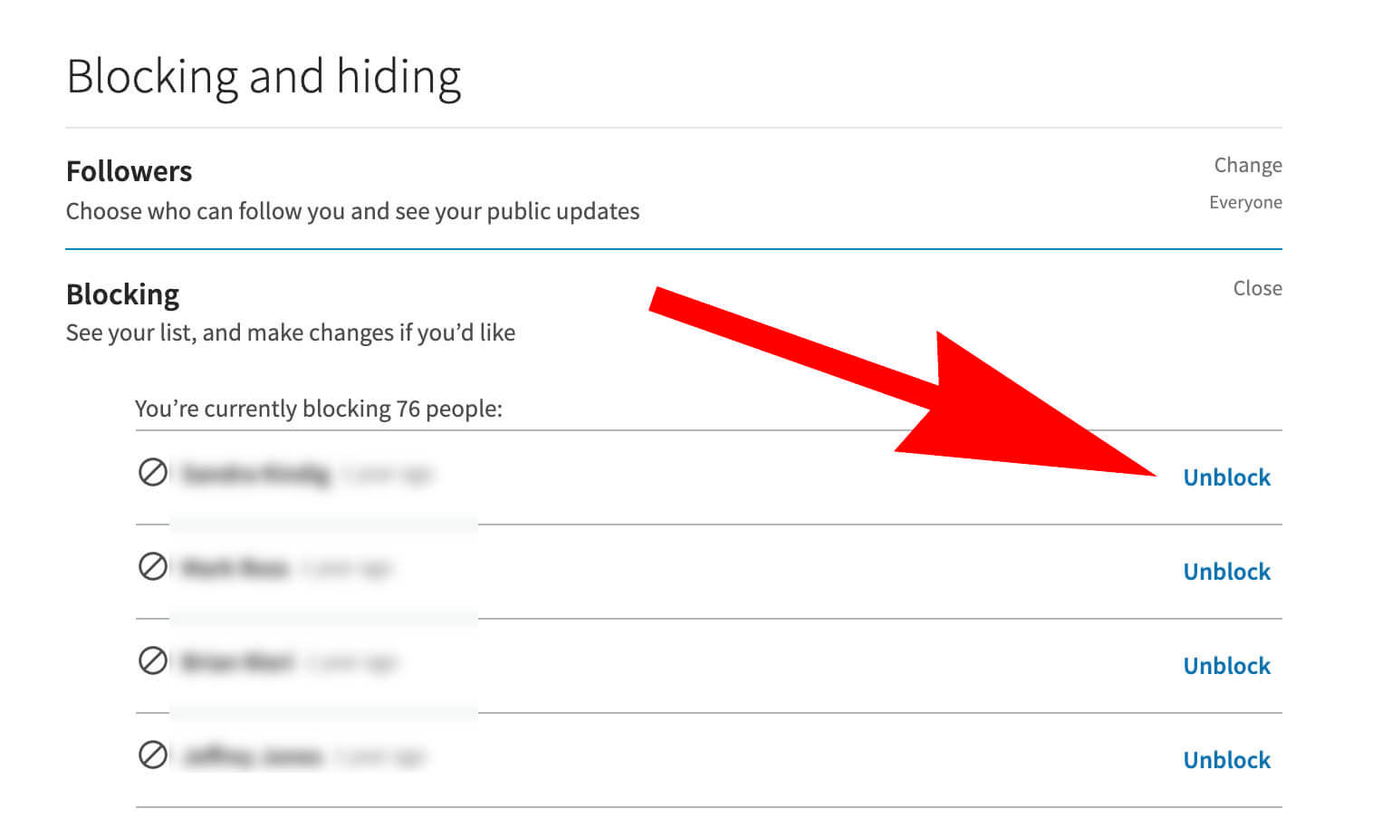 Unblocking from your Linkedin blocked list