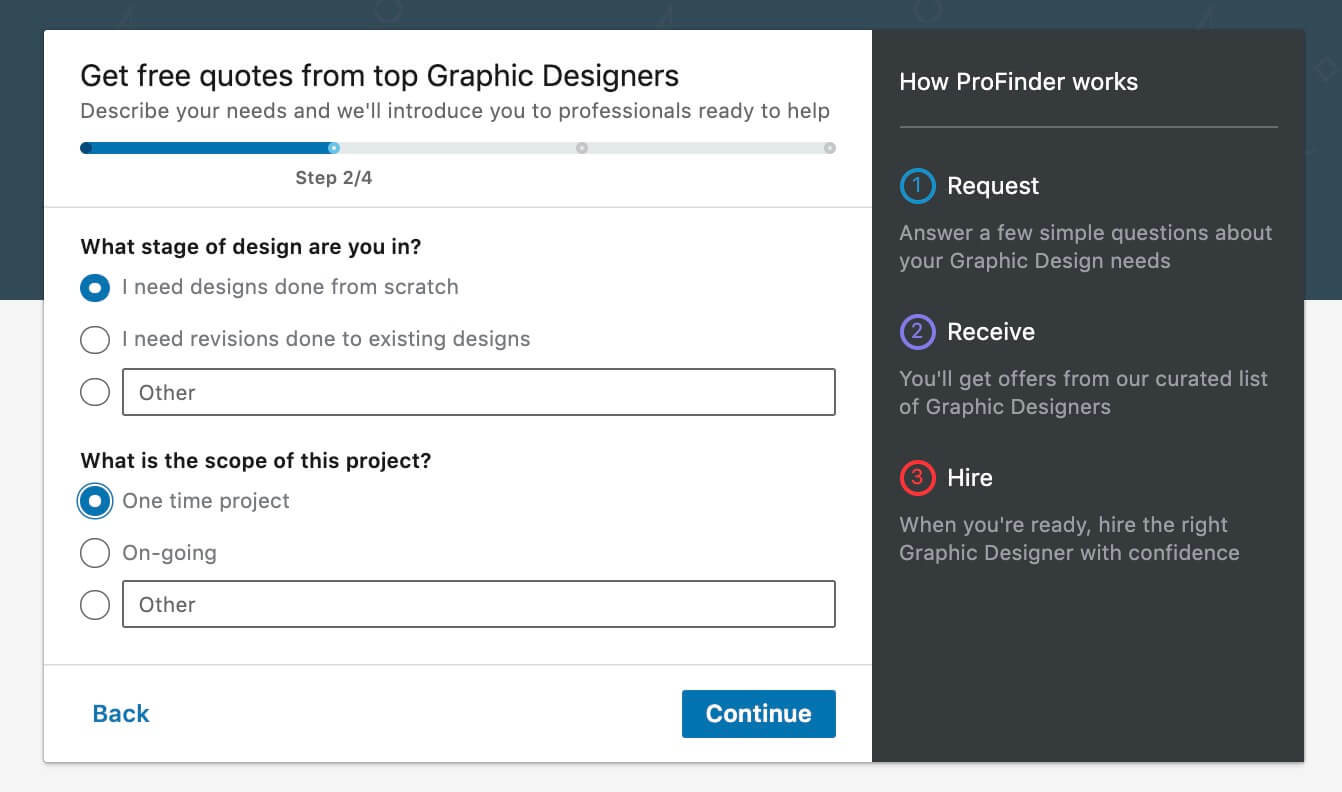 LInkedin Profinder - Submitting A Project To Receive Proposals - Choose Scope