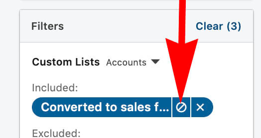 Using Linkedin Custom Lists to create Do Not Contact Templates - excluding custom list from search filter