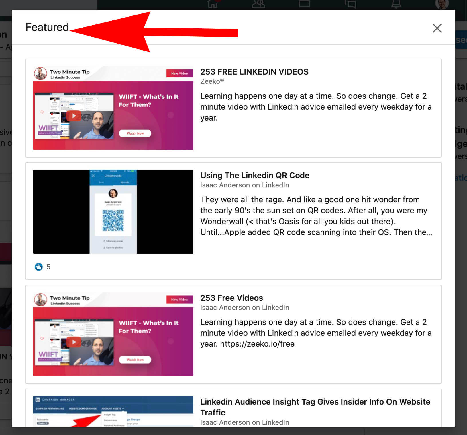 How To Add Featured Content and Images To a Linked Profile - viewing featured content