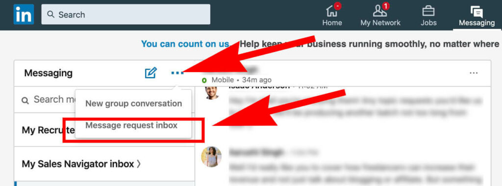 Linkedin Message Request Inbox