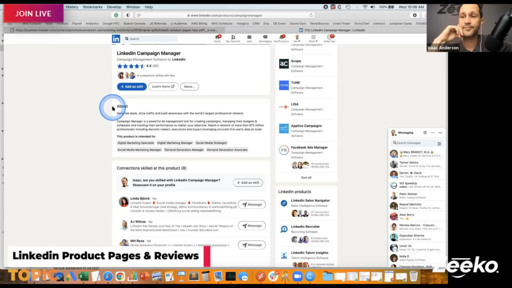 Linkedin Product Pages & Product Reviews - Zeeko Hangout