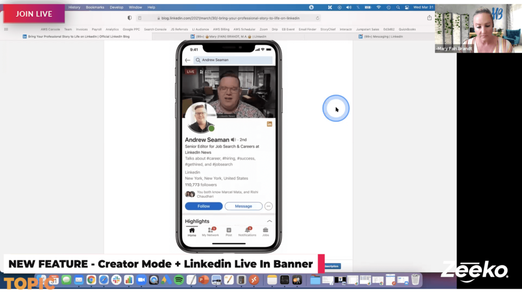 In today's hangout we explored New features announced by Linkedin just yesterday including: - Video introductions on your profile - Live broadcasting on your banner - Creator mode - Service page launch We also spent time revisiting last week's discussion about weekly invite limits.